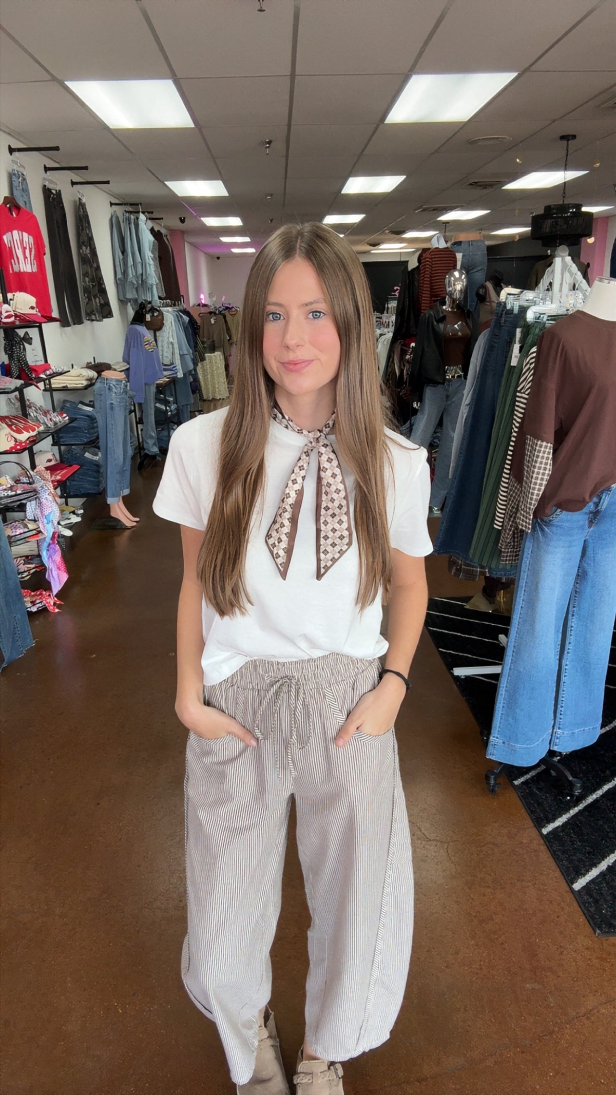 Striped Relaxed Barrel Pants