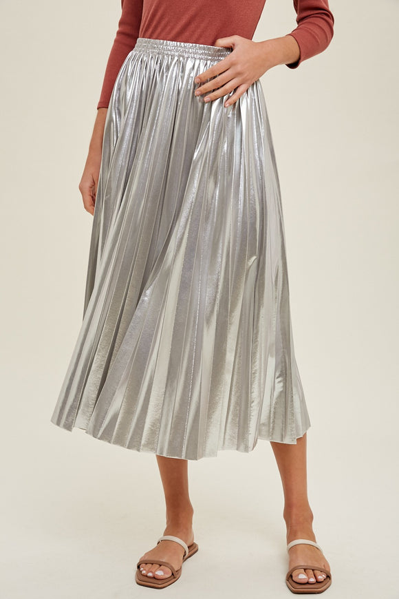 Metallic Pleated Skirt