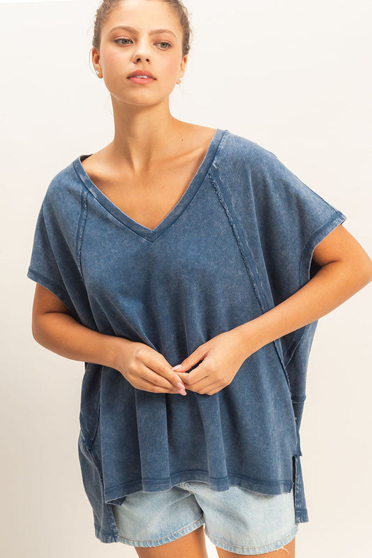 Navy Vneck Tee