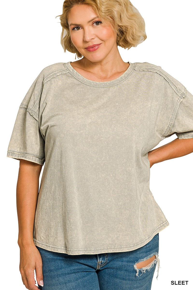 Plus Acid Wash Tee