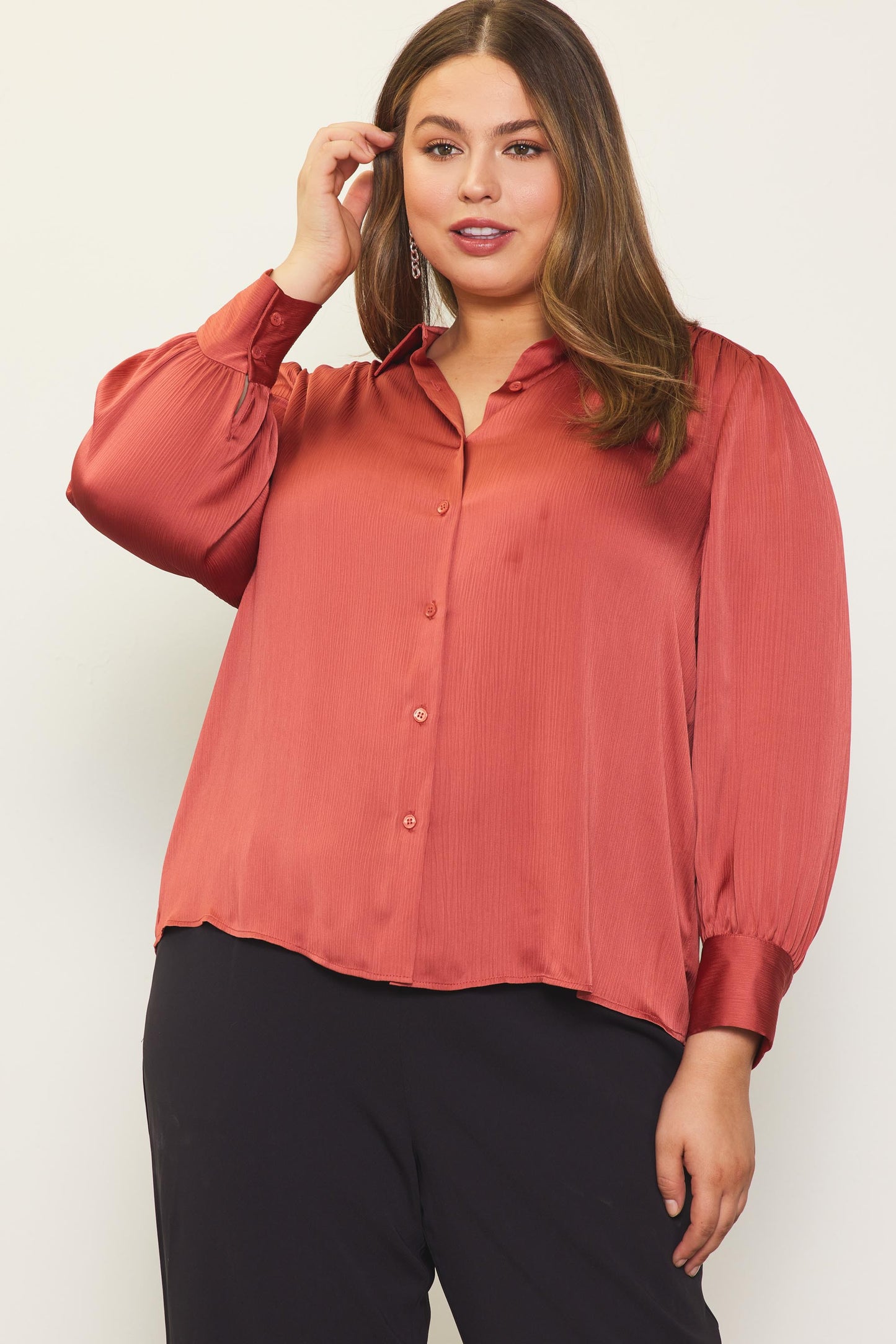 Satin Button Down Top