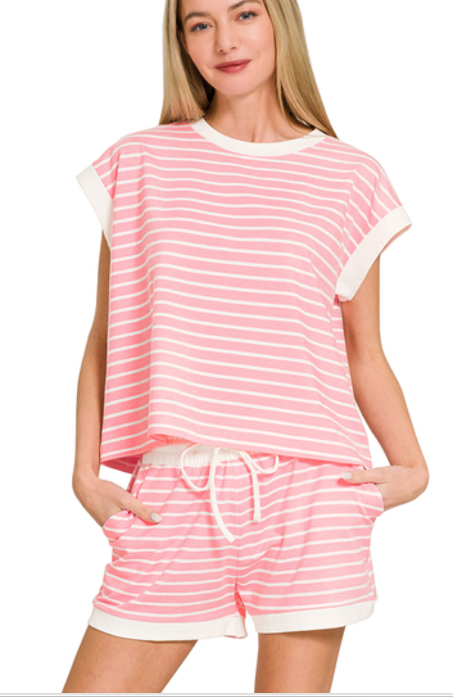 Candy Pink Stripe Set