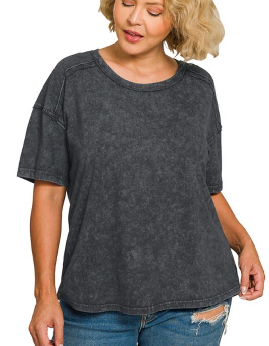Plus Acid Wash Tee