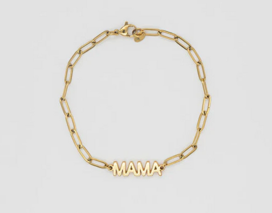 24K Gold Mama Paperclip Bracelet