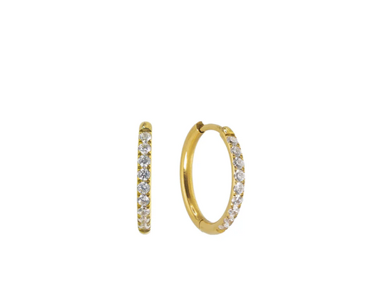 Waterproof Gold 18mm Diamond Hoops
