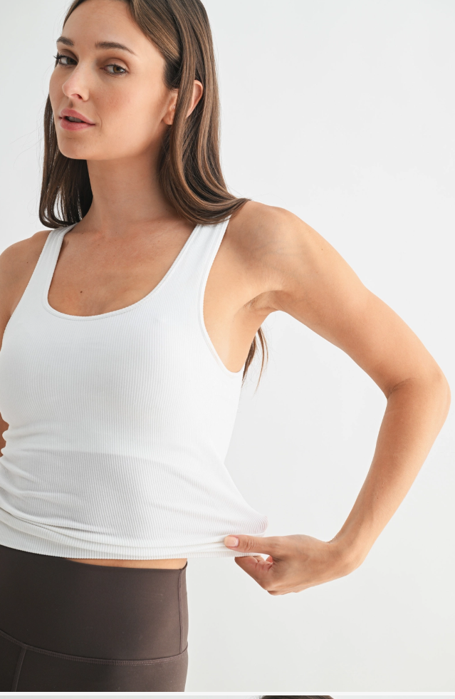 Classic Seamless Ribbed Tank-White