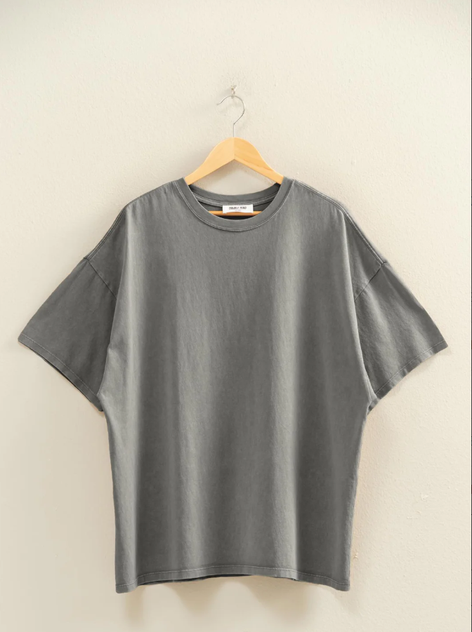 Oversized Mineral Wash T-Shirt- Charcoal