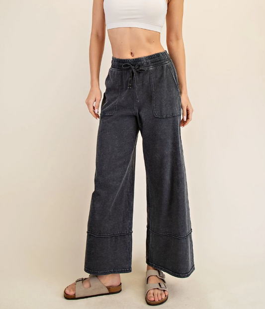 Mineral Washed Wide Leg Pant
