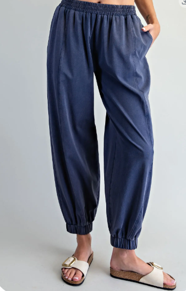Solid Elastic Waist Joggers