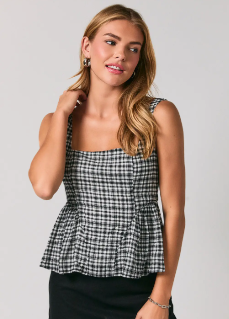 Square Neck Sleeveless Peplum Top