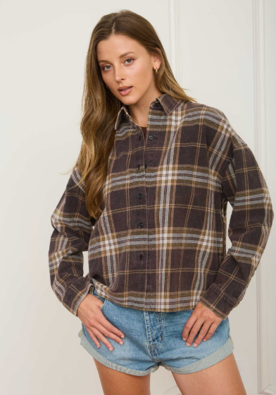 Plaid Button Down Sleeve Shirt