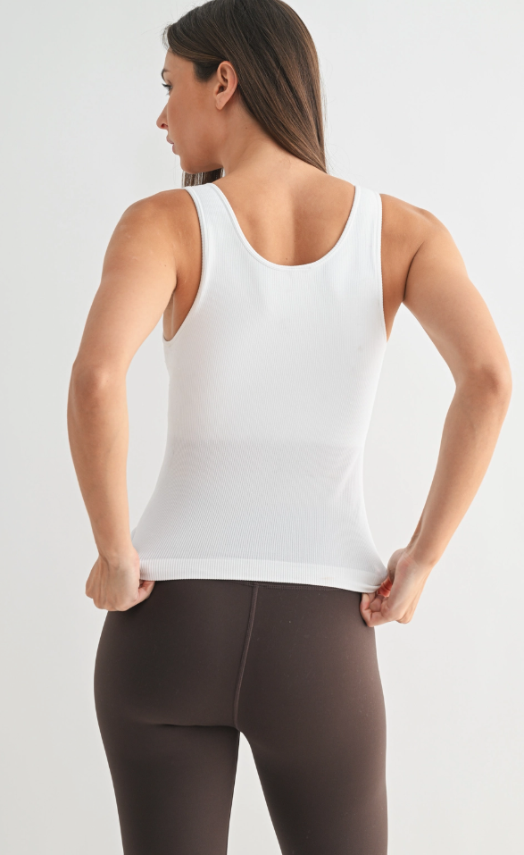 Classic Seamless Ribbed Tank-White