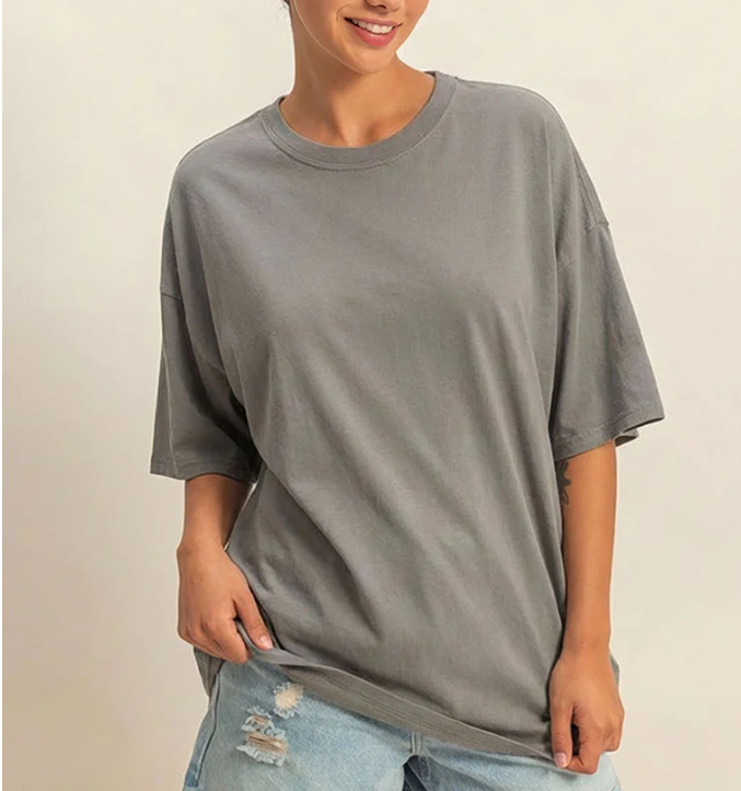 Oversized Mineral Wash T-Shirt- Charcoal