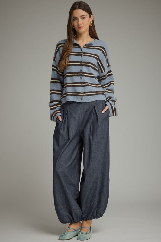 Solid balloon leg pants