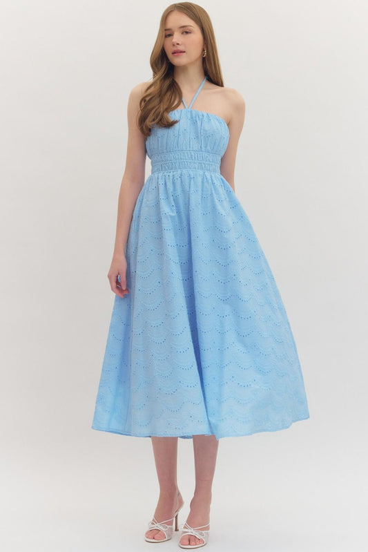 Solid halter midi dress