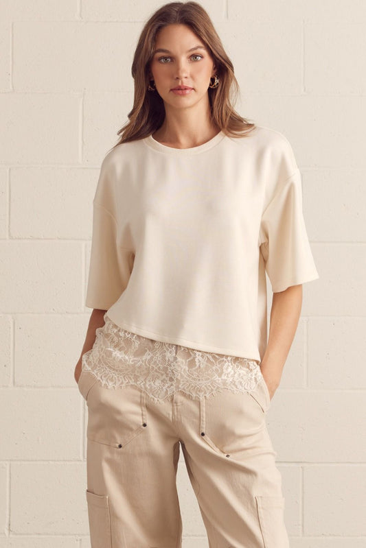 Solid short sleeve knit top