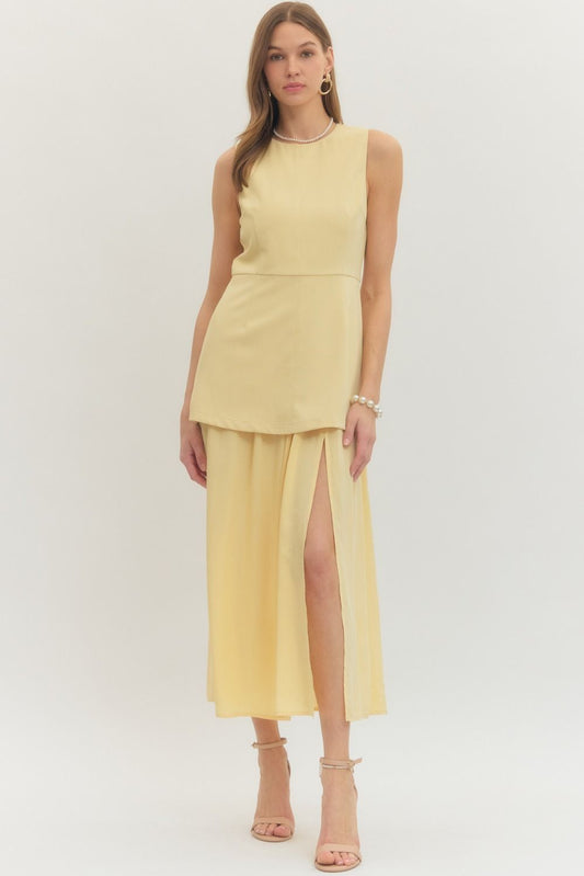 Solid sleeveless midi dress
