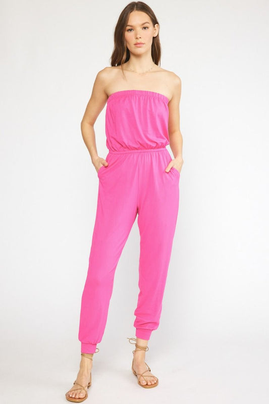 Solid tube jumpsuit