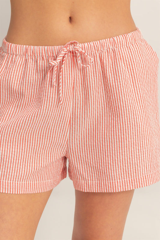 Striped Drawstring Waist Shorts