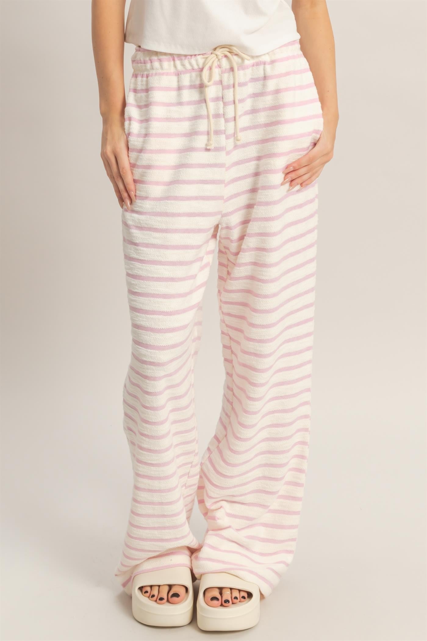 Striped Loop Terry Wide-leg Pants