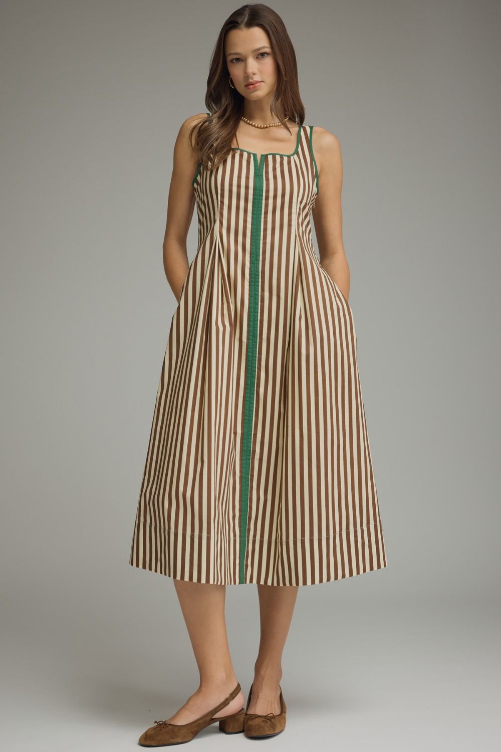 Striped sleeveless midi dress