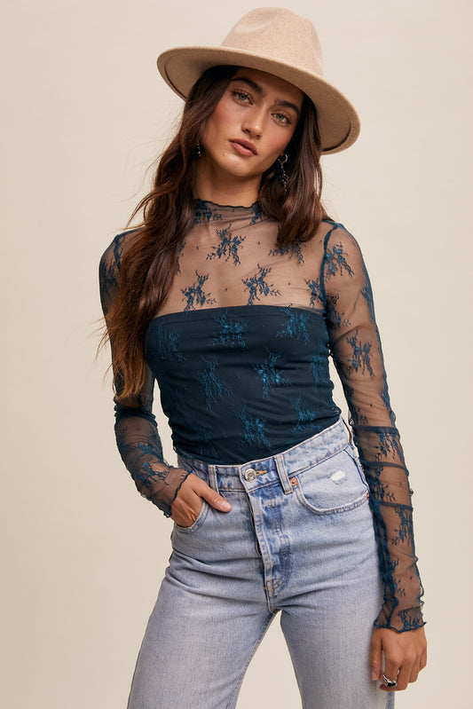 Teal Lace Top