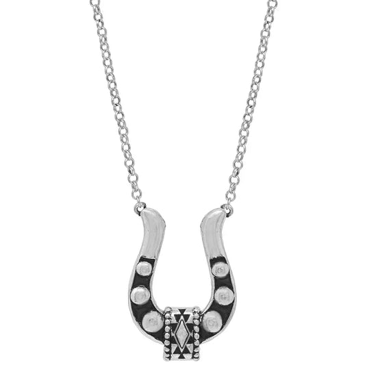 Western Ball Textured Horseshoe Necklace