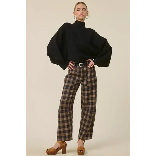 Straight Leg Plaid Trouser Pant