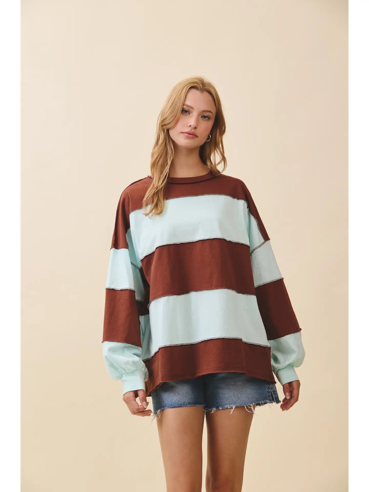 Long Sleeve Color Block Top