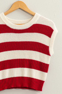 Red Stripe Sweater Vest