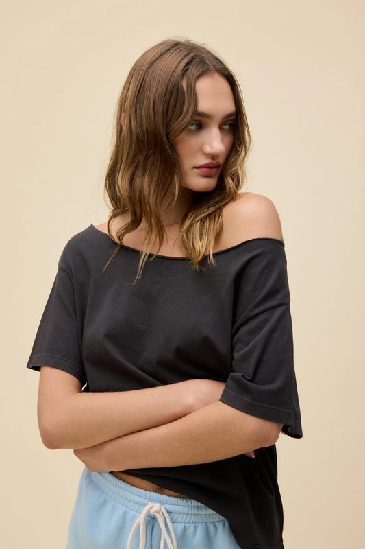 Off the shoulder black tee