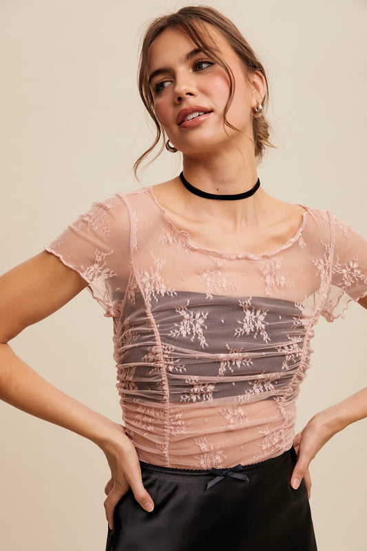 Blush Mesh Top