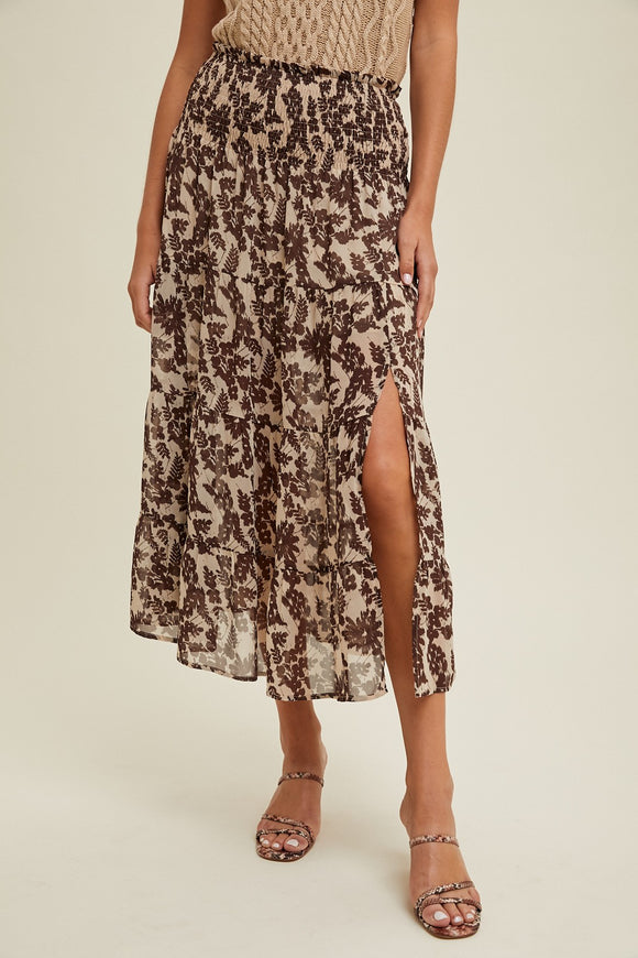 Brown Floral Skirt