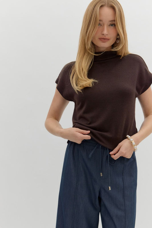 Chocolate Mock Neck