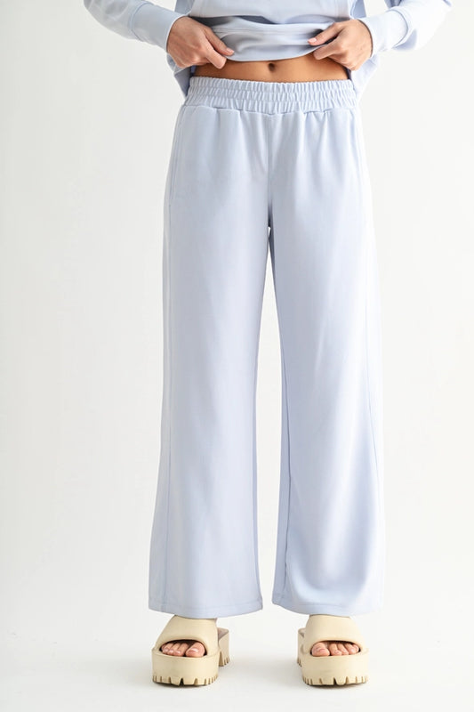 Luxe Sand Wash Rib Wide-Leg Pants