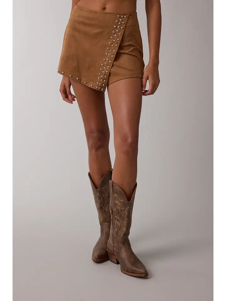 Camel Studded Skort