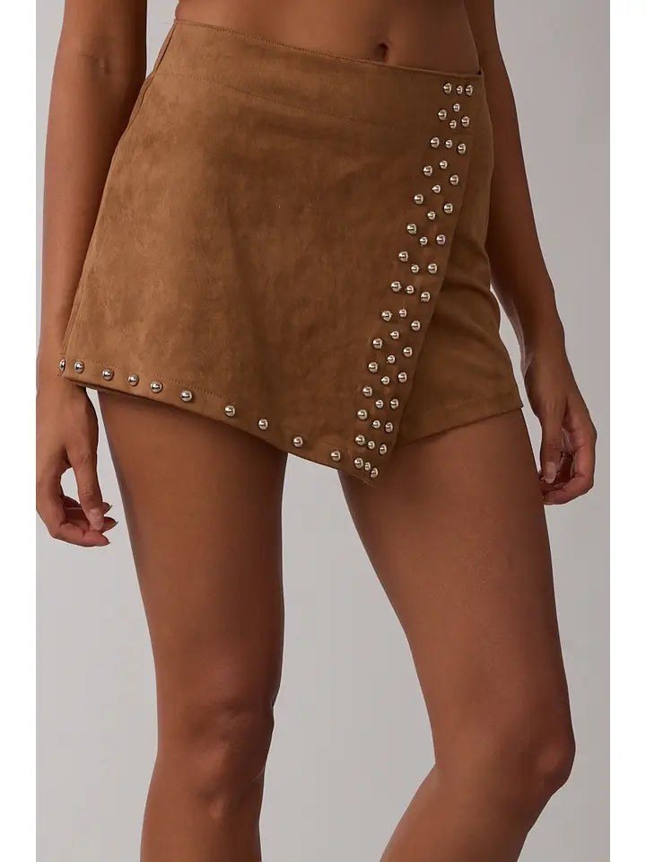 Camel Studded Skort