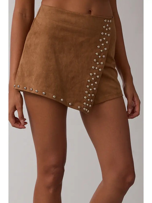 Camel Studded Skort