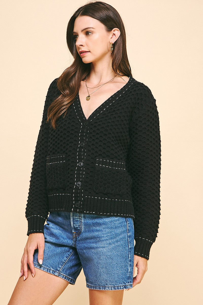 Contrast Stitch Cardi