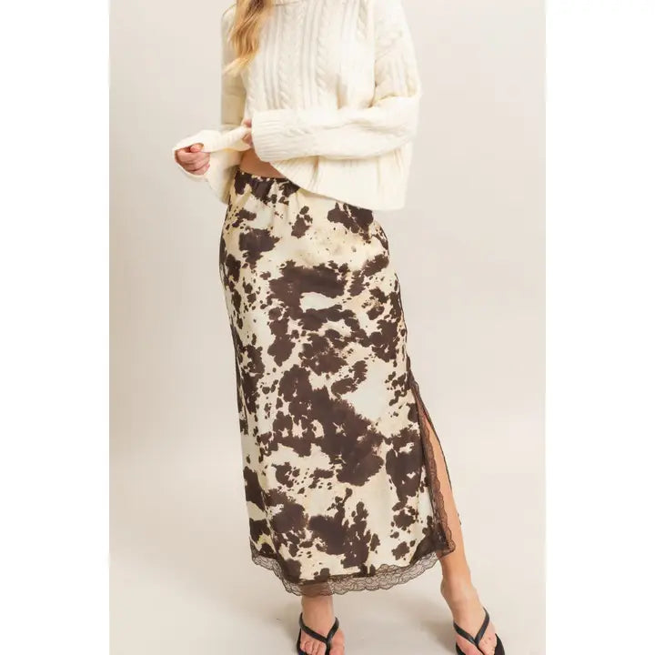 Cow Print Midi Skirt