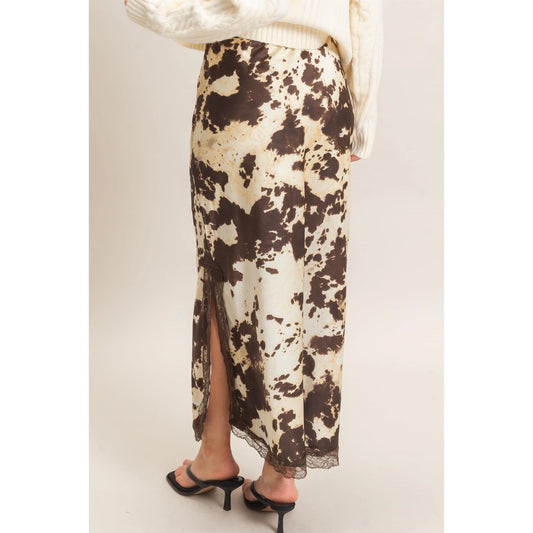 Cow Print Midi Skirt