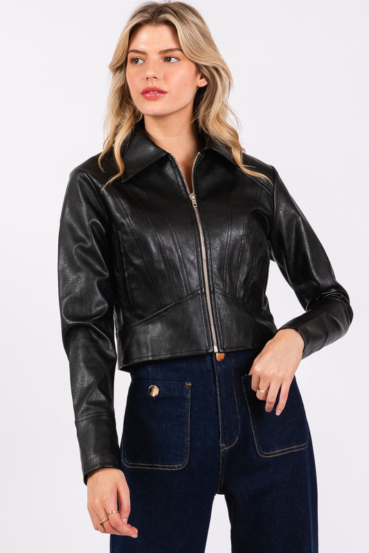 Cropped Leather Jacket