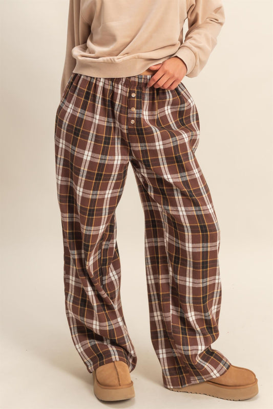Flannel Wide Leg Lounge Pants