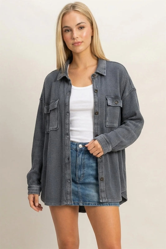 Grey Waffle Shacket