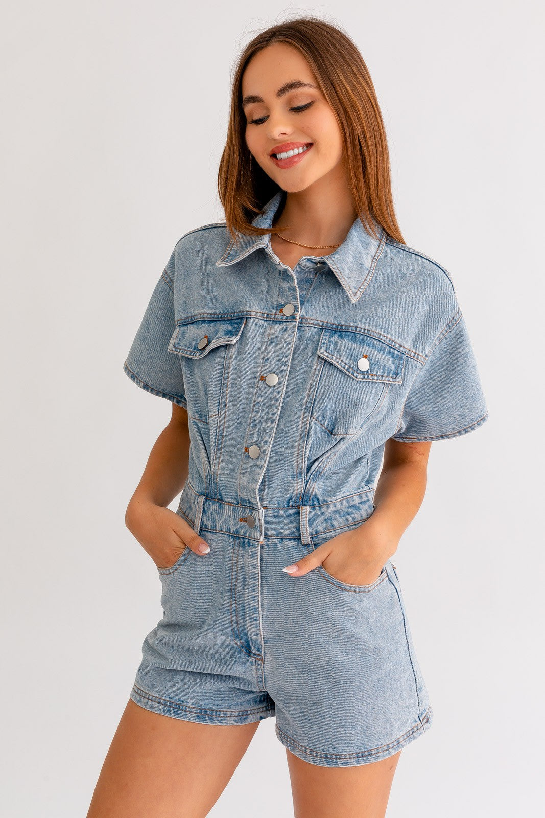 Shortsleeve Denim Romper