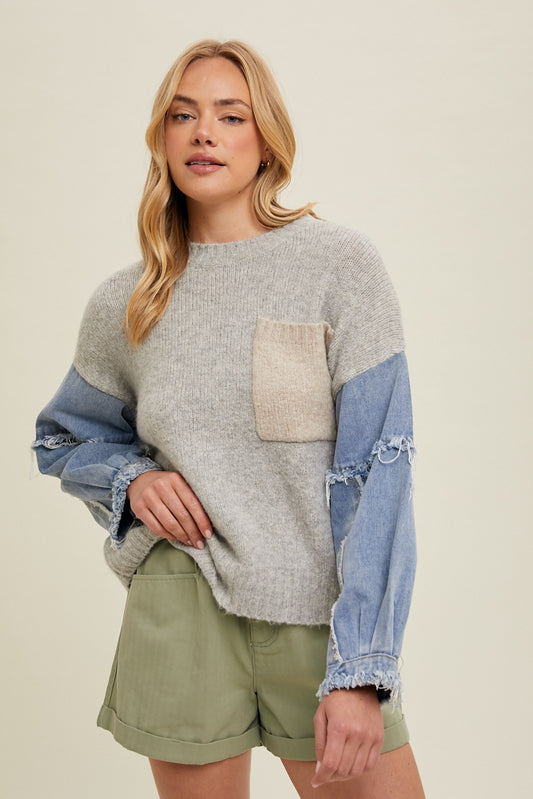 Denim SLeeve Sweater