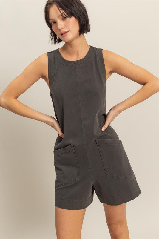 Black Sleeveless Romper