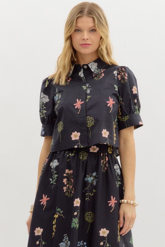 Floral Print Puff Sleeve Top