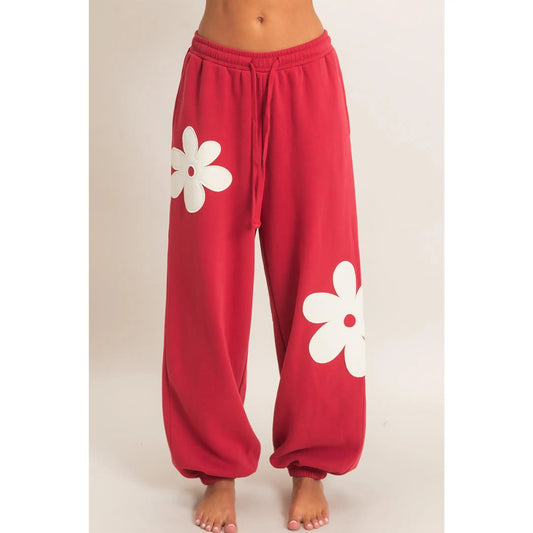 Floral Applique Jogger Pants