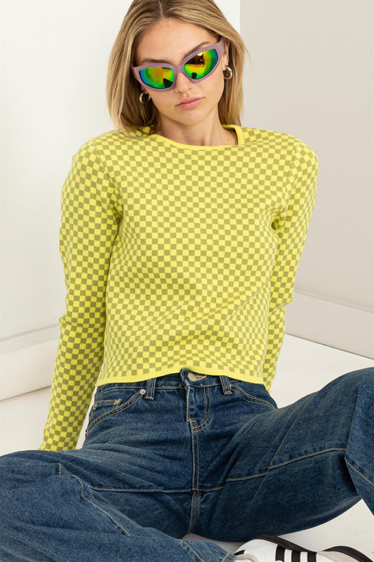 Checkered Long Sleeve Top